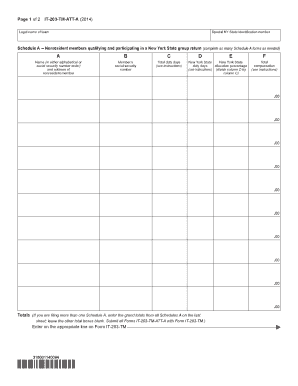 Schedule A – Nonresident Members NY State Group Return
