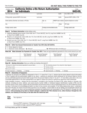 California Online e-file Return Authorization Form 8453-OL