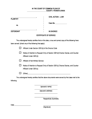 Form 11 Certificate of Service