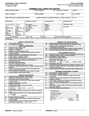 Wisconsin Swimming Pool Inspection Report