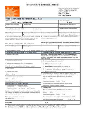 Aetna Student Health Claim Form