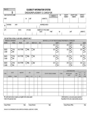 Eligibility Information System I.D. Card Replacement Form