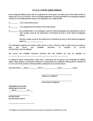 Georgia Public Benefit Affidavit