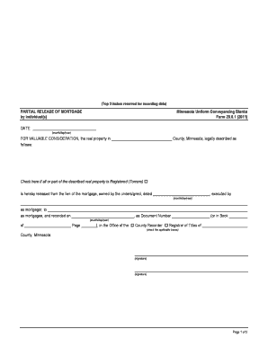 Partial Release of Mortgage Form