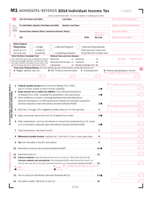 Minnesota Individual Income Tax Form M1 2014