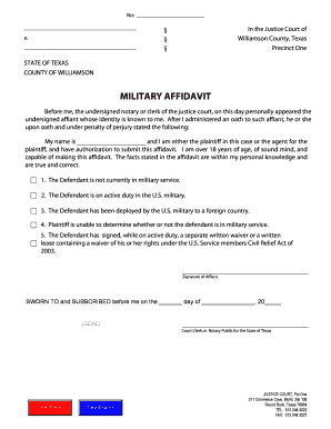 Texas Military Affidavit