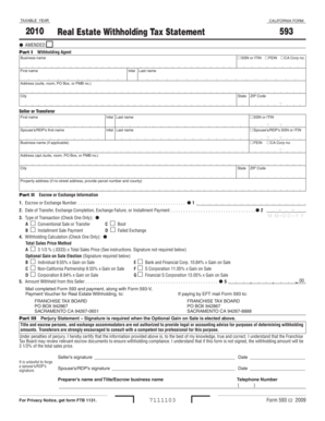 California Form 593 Real Estate Withholding Tax Statement