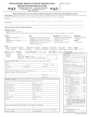 Pinto Horse Registration Application
