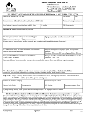 Student Health Insurance Claim Form
