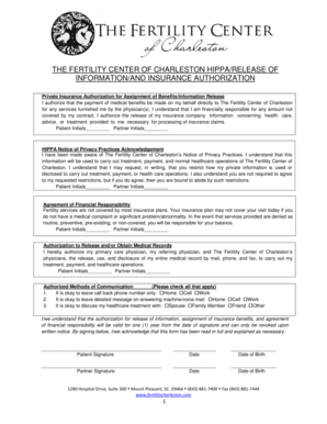 Fertility Center HIPAA Release and Insurance Authorization