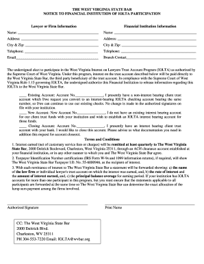 Financial Institution Participation Form - The West Virginia State Bar - wvbar