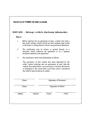 Salvage disclosure
