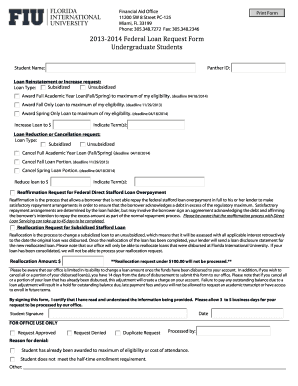 2013-2014 Federal Loan Request Form