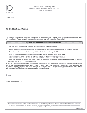 Short Sale Request Package