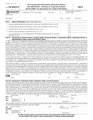 PA S Corporation/Partnership Information Return