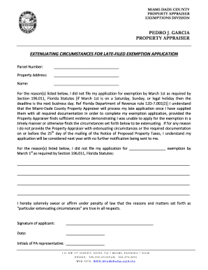 Miami-Dade Late-Filed Exemption Application