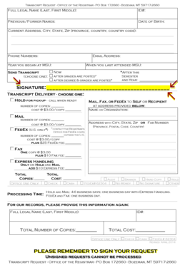 Transcript Request Form