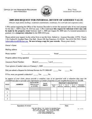 2009-2010 Request for Informal Review of Assessed Value