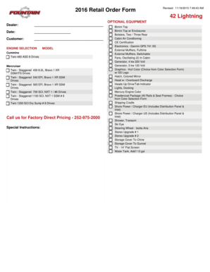 2016 Retail Order Form