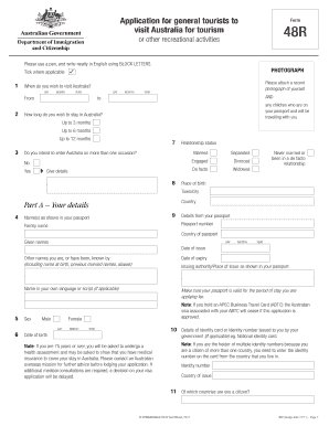 Australia Tourist Visa Application Form 48R