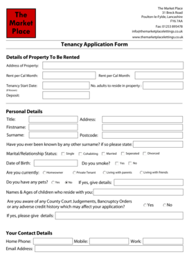 UK Tenancy Application Form