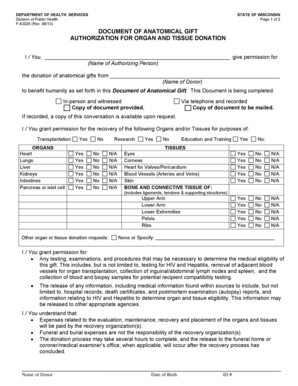 Wisconsin Anatomical Gift Authorization