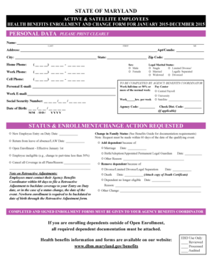 Maryland Employee Health Benefits Enrollment Form