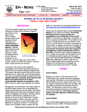 Animal Bite Report Form