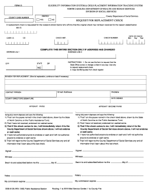 North Carolina Replacement Check Request Form