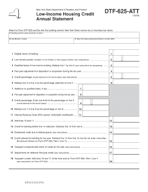 New York Low-Income Housing Credit Form DTF-625-ATT