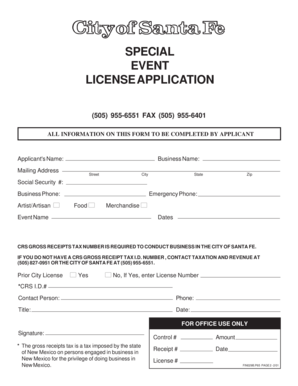 Santa Fe Special Event License Application
