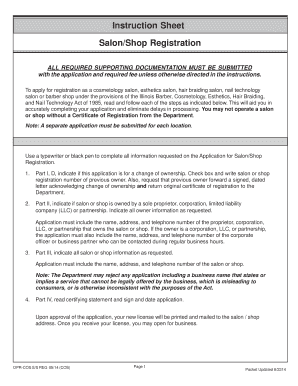 Illinois Salon/Shop Registration Application