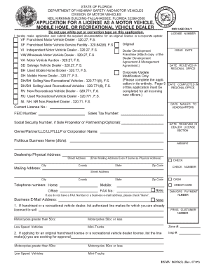 Florida Motor Vehicle Dealer License Application