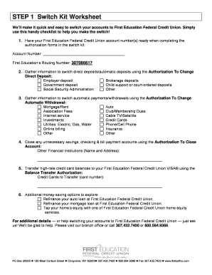 First Education Federal Credit Union Switch Kit