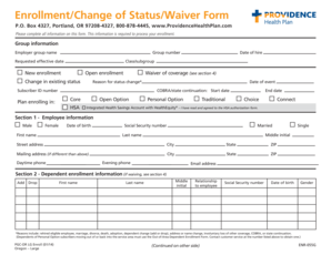Providence Health Plan Enrollment Waiver Form
