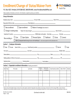 Providence Health Plan Enrollment Waiver Form