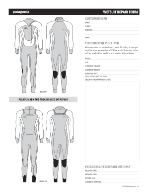 Patagonia Wetsuit Repair Form