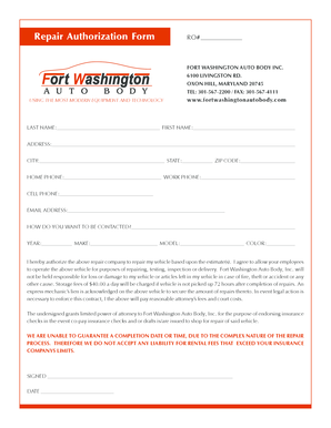 Repair Authorization Form