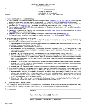 Notice of Debtor's Amendment of Mailing List