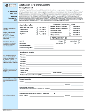 Brand and Earmark Registration Application