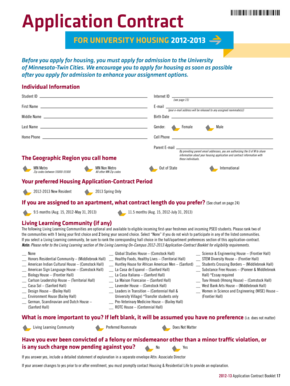 University of Minnesota Housing Application Contract