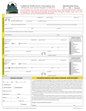 California Youth Soccer Association Membership Form