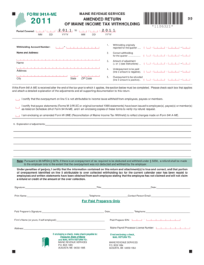 Maine Form 941A-ME Amended Return