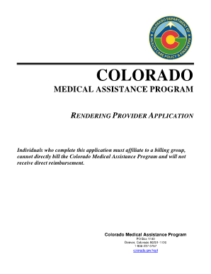 Colorado Medical Assistance Provider Application