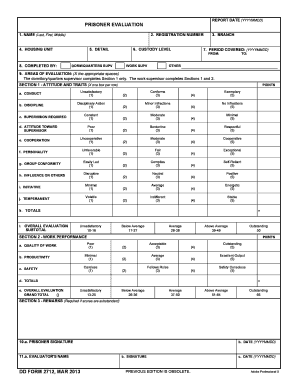 Prisoner Evaluation Form