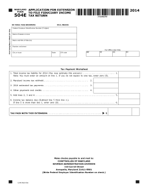 Maryland Application for Extension to File Fiduciary Income Tax Return