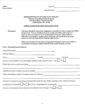FDPIR Household Certification Form