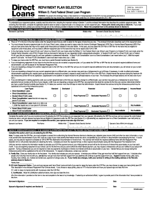 Federal Direct Loan Repayment Plan Selection Form