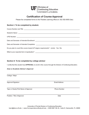University of Florida Course Approval Form