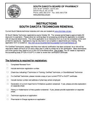 South Dakota Pharmacy Technician Renewal Form